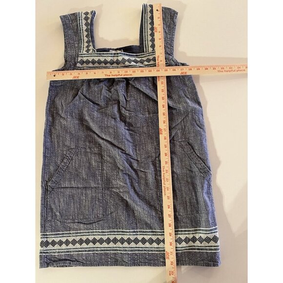 Faherty chambray sleeveless shift mini dress embroidered sz M boho preppy - Picture 6 of 9